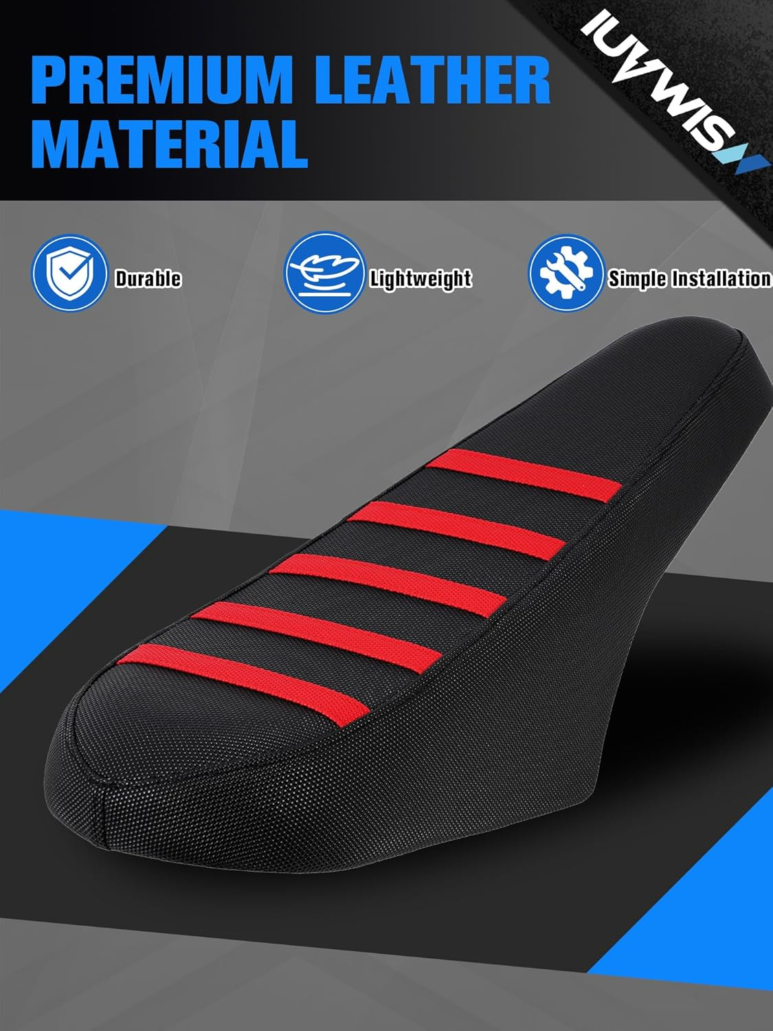 Non-Slip Seat Cover Compatible Fit for Ridstar Q20 Ebike E-Bike, Electric Bike Soft Seat Cover Red - White image number 6