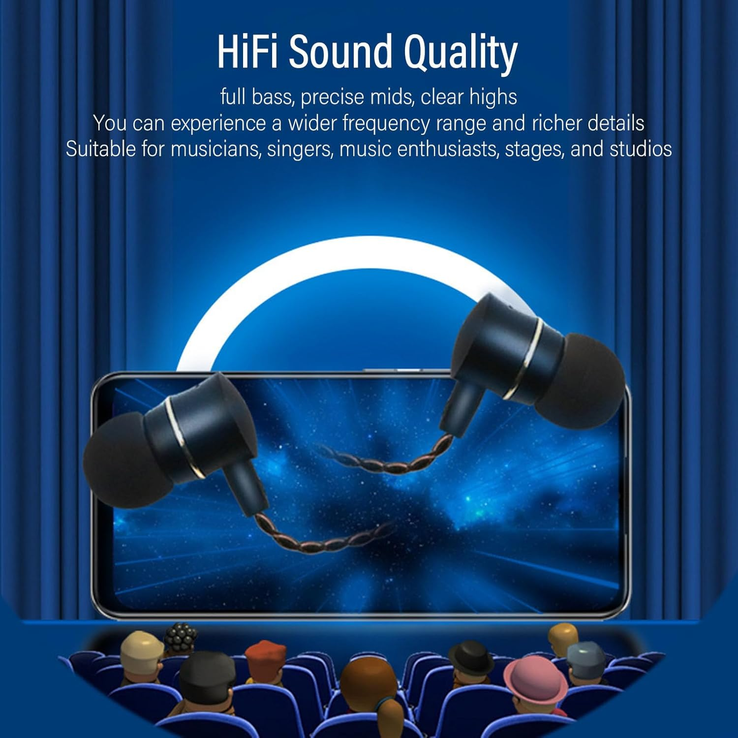 VELATEMOR Wired IEM Earphone, 3.5Mm Gold Plated Plug, Iems for Gaming, Deep Bass Sound Wired Earbuds, Hifi Sound Quality Wired Earbuds, for Phone Tablet Laptop PC Amplifier image number 3