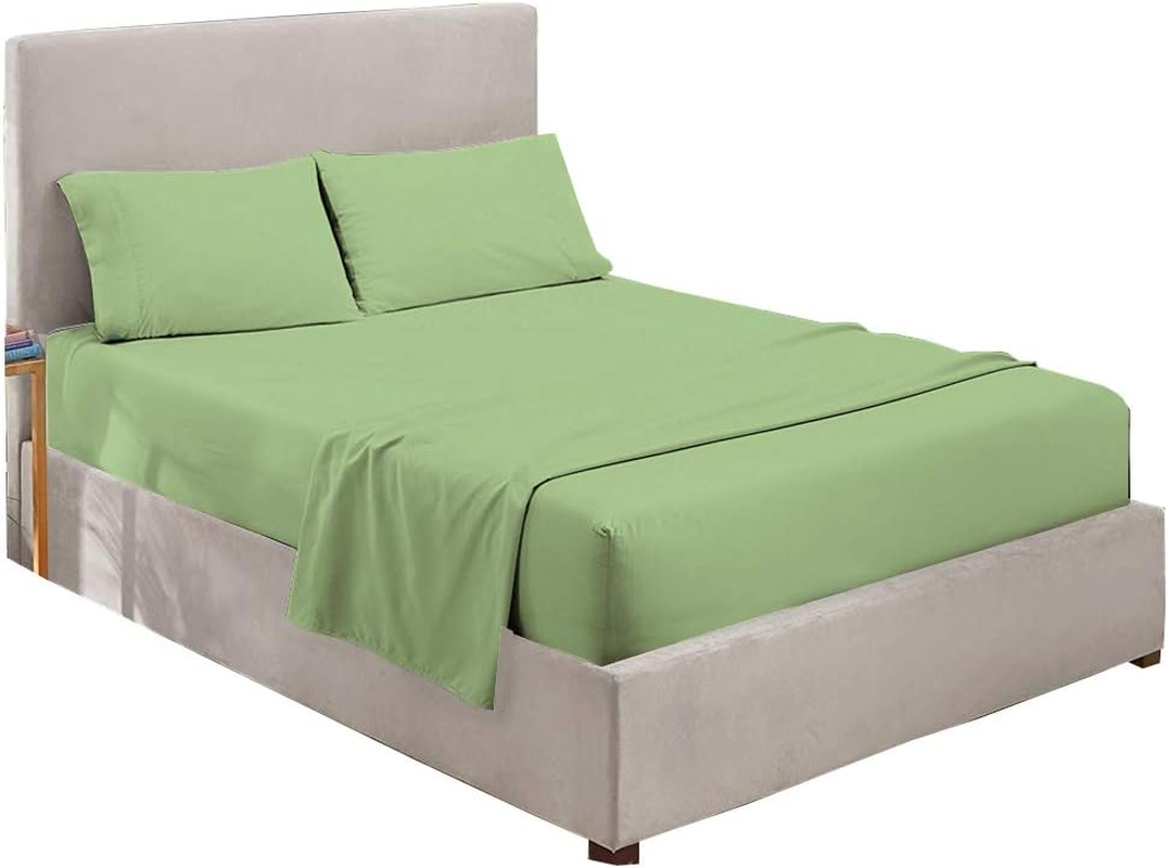 Cottington Lane 4 Piece Eastern King Size Sheet Set 76 X 80, Luxury Hotel Quality 100% Egyptian Cotton Bed Sheets with 16 Inch Deep Pocket Snug Fit Smooth Sateen Weave, Sage Solid image number 4