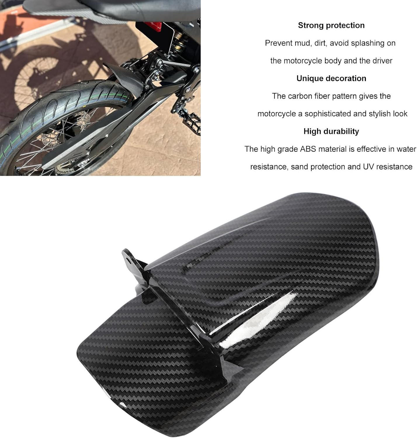 Talaria Xxx,Talaria Sting,Motorcycle Rear Mudguard Carbon Fiber Pattern Protection Dynamic Upgrade image number 2