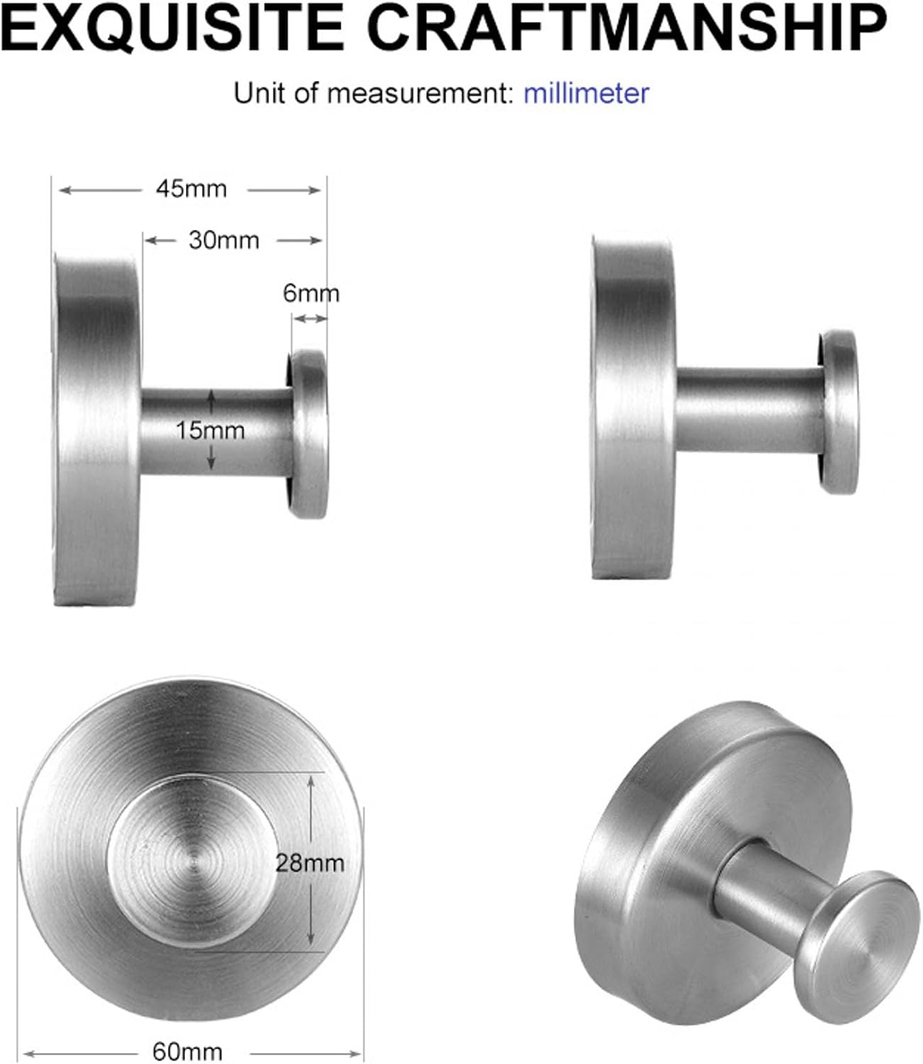 4PCS Bathroom Towel Hooks, Wall Mounted Coad Robe Clothes Hook, Stainless Steel Heavy Duty Hanger for Home Bedroom Kitchen (Silver) image number 1