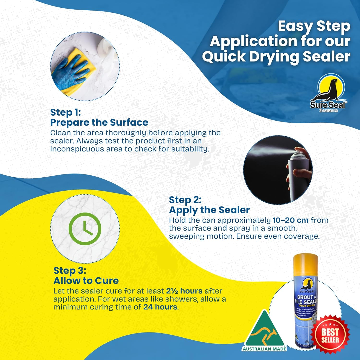 Sure Seal Quick Drying Grout Tile Spray 300 G image number 2