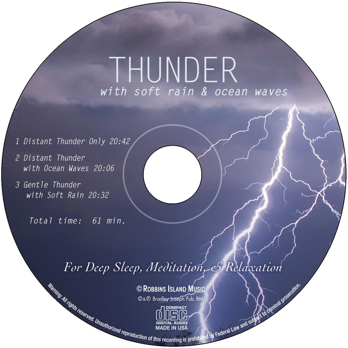 Thunder: with Soft Rain & Ocean Waves Thunderstorm