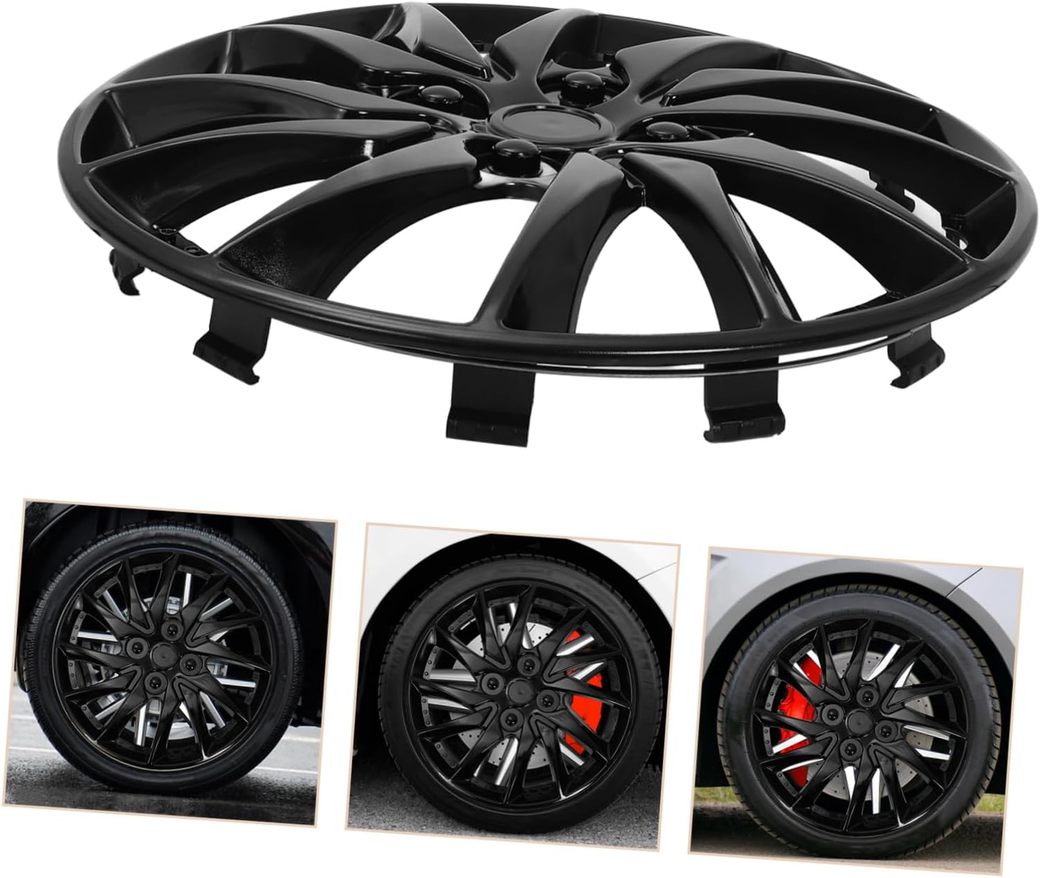 Happyyami Car Wheel Hubcaps 14 Inch Sturdy Pp Hubcap Wheel Covers with Dirt Protection Black image number 2