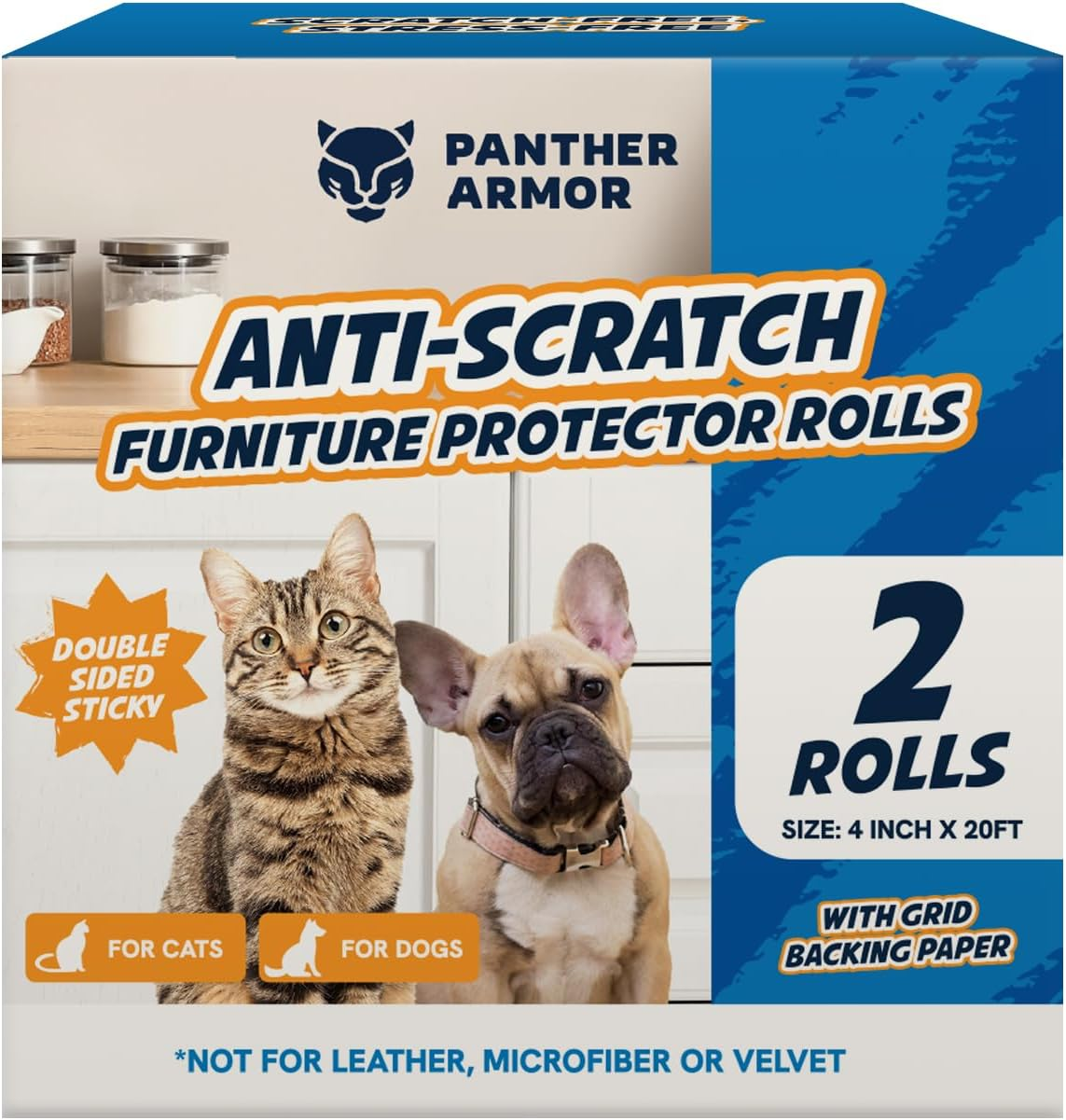 Panther Armor Couch Protector from Cat Claws, 2 Rolls, Cat Scratch Furniture Protector, 2-Side Sticky Tapes image number 4