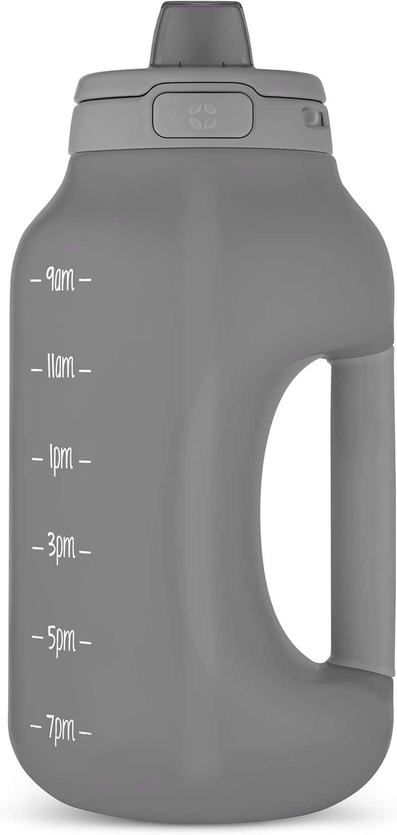 Ello Hydra Half Gallon Jug with Time Marker & Handle for All Day Hydration & Silicone Straw with Locking, Leak Proof Lid BPA Free, Gray, 64Oz