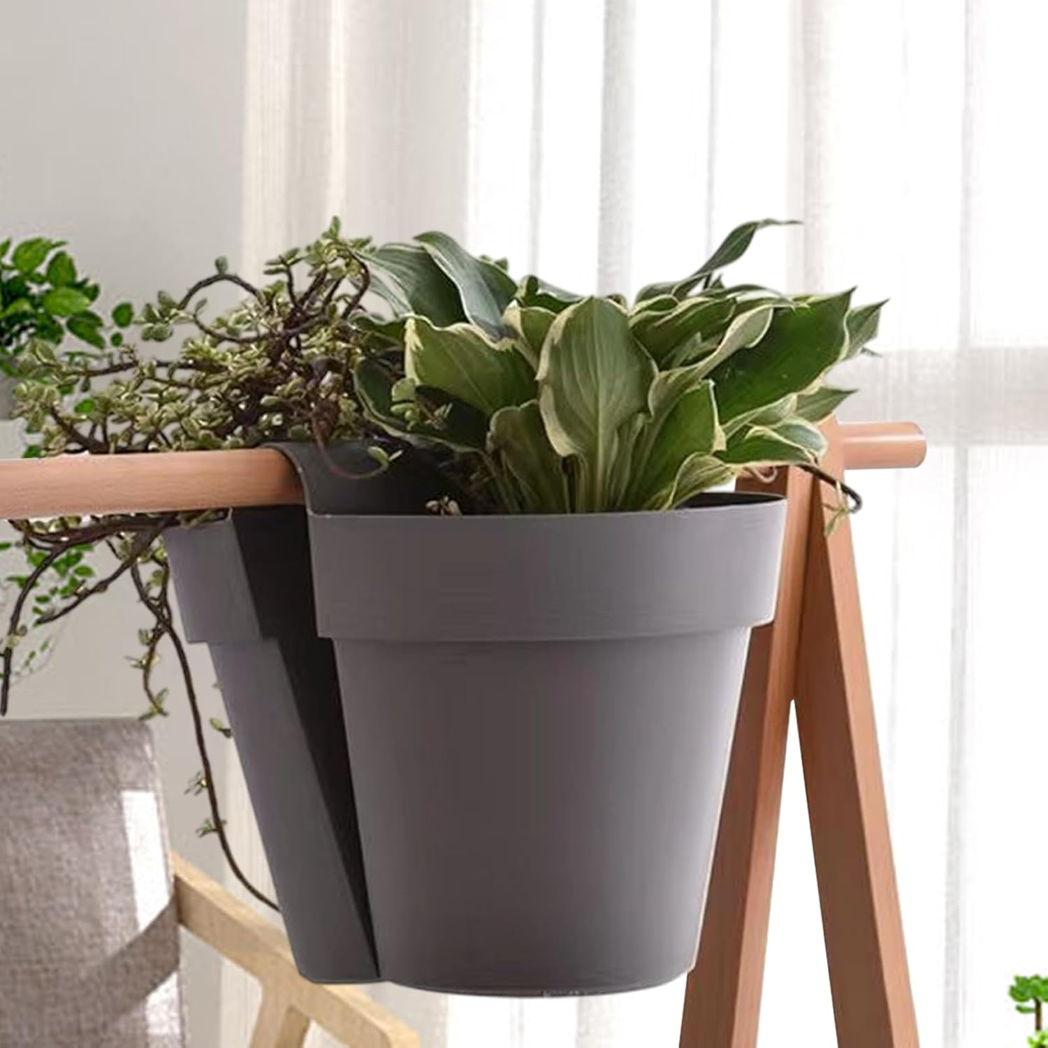 Over the Railing Planter Boxes - Drainage Rail Planter - Space-Saving Multifunctional Gardening Supplies for Apartment Patio House Balcony Porch Deck Fence Strawberry image number 3