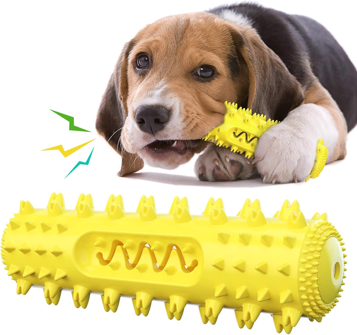 Dog Chew Toys for Aggressive Chewers, Dog Toothbrush Care Cleaning Stick, Puppy Toothing Chew Toy for Small Middle Dog (Yellow)