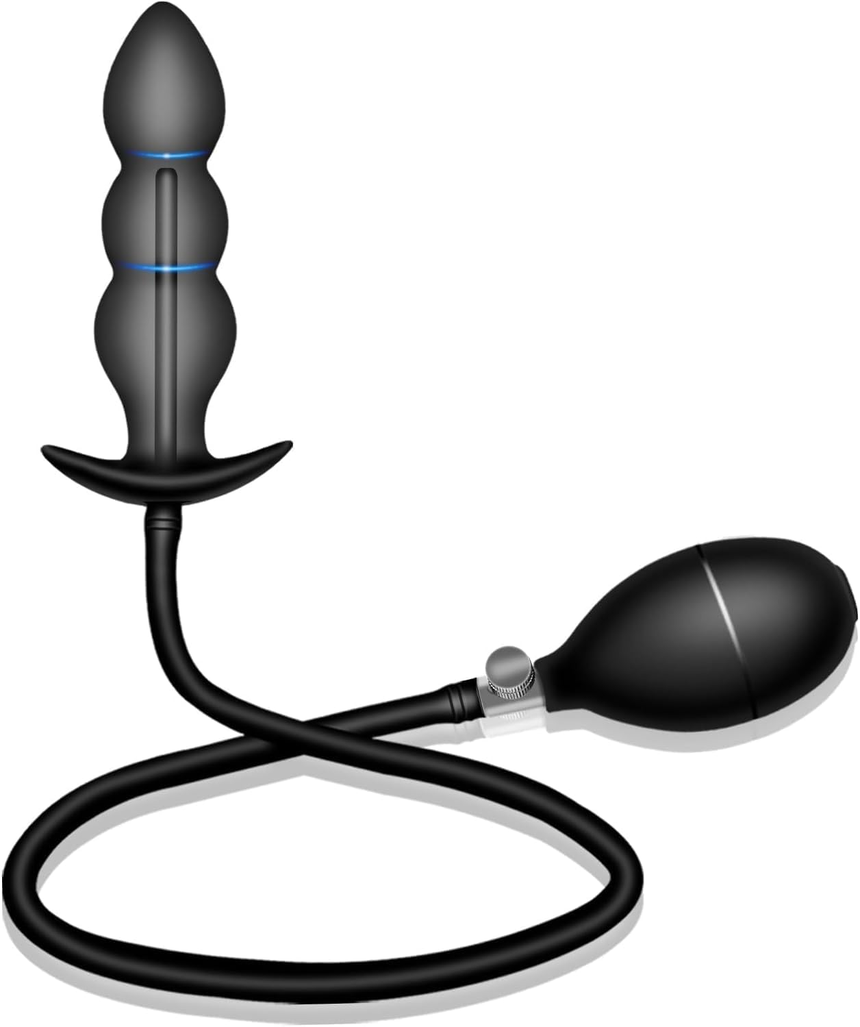 LONZYON Silicone Inflatable Anal Plug with Solid Center Shaft Body Safe Silicone Anal Balloon Pump with Quick Release Valve for Men, Women and Beginners (Black) image number 5