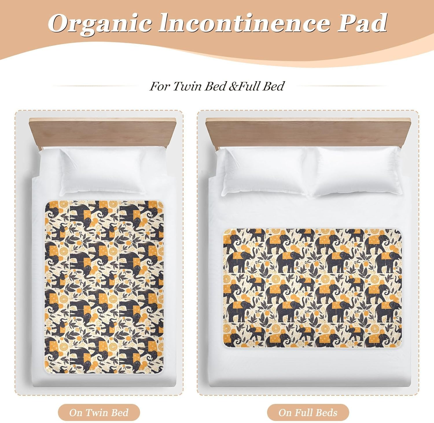 Black Elephants Extra Large Resuable Changing Pad Covers Soft Absorbent Sheet Cover Underpads Skin-Friendly Pee Mats for Baby Toddler Children 52" L X 34" W image number 5