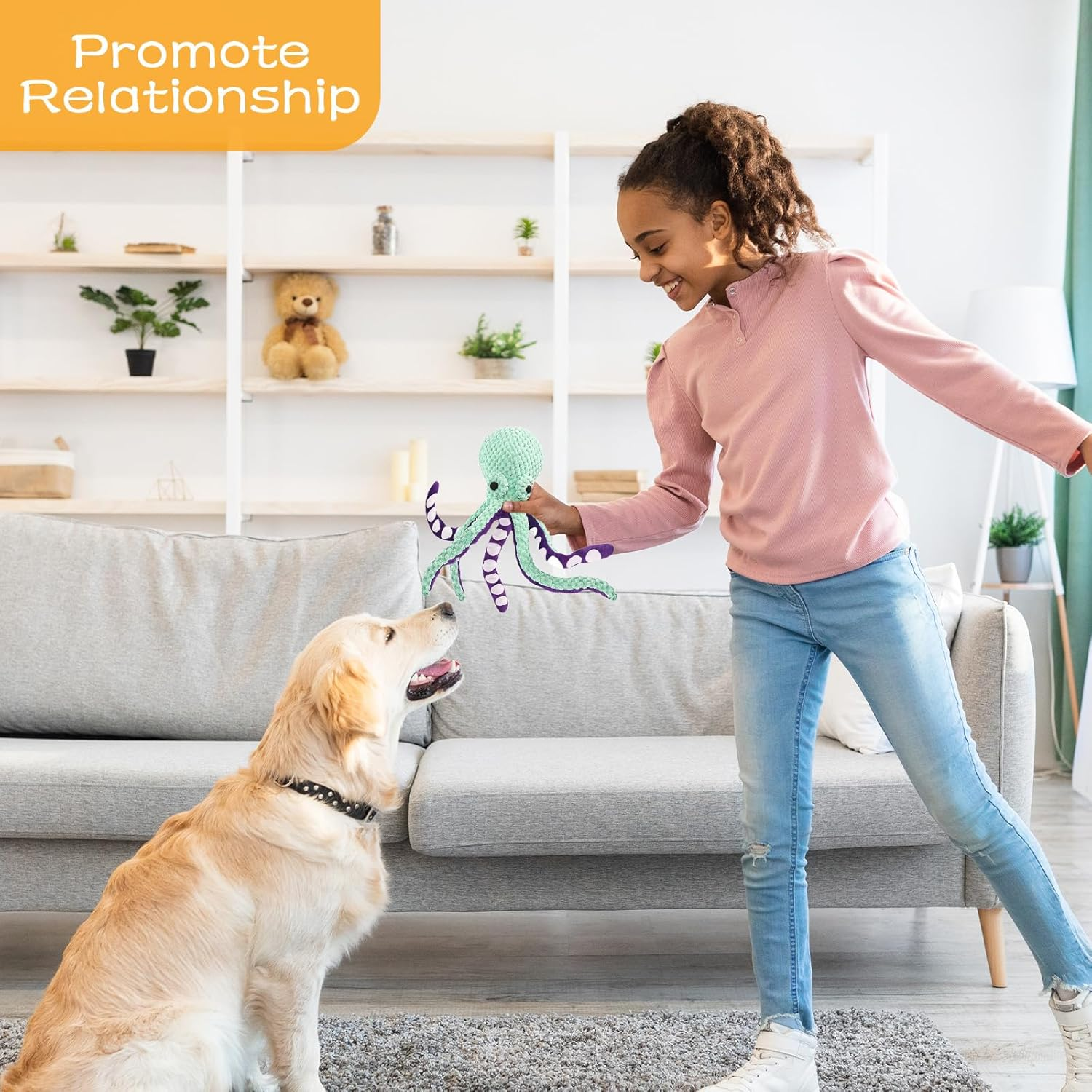 Dog Toy Soft Large, Lnteractive Plush Chew Pet Toy with Built-In Squeaker & Crinkle Sound, Puppy Enrichment Toys for Small, Medium and Large Dogs, Everyday Play, Training Rewards and Pet Gifts image number 5