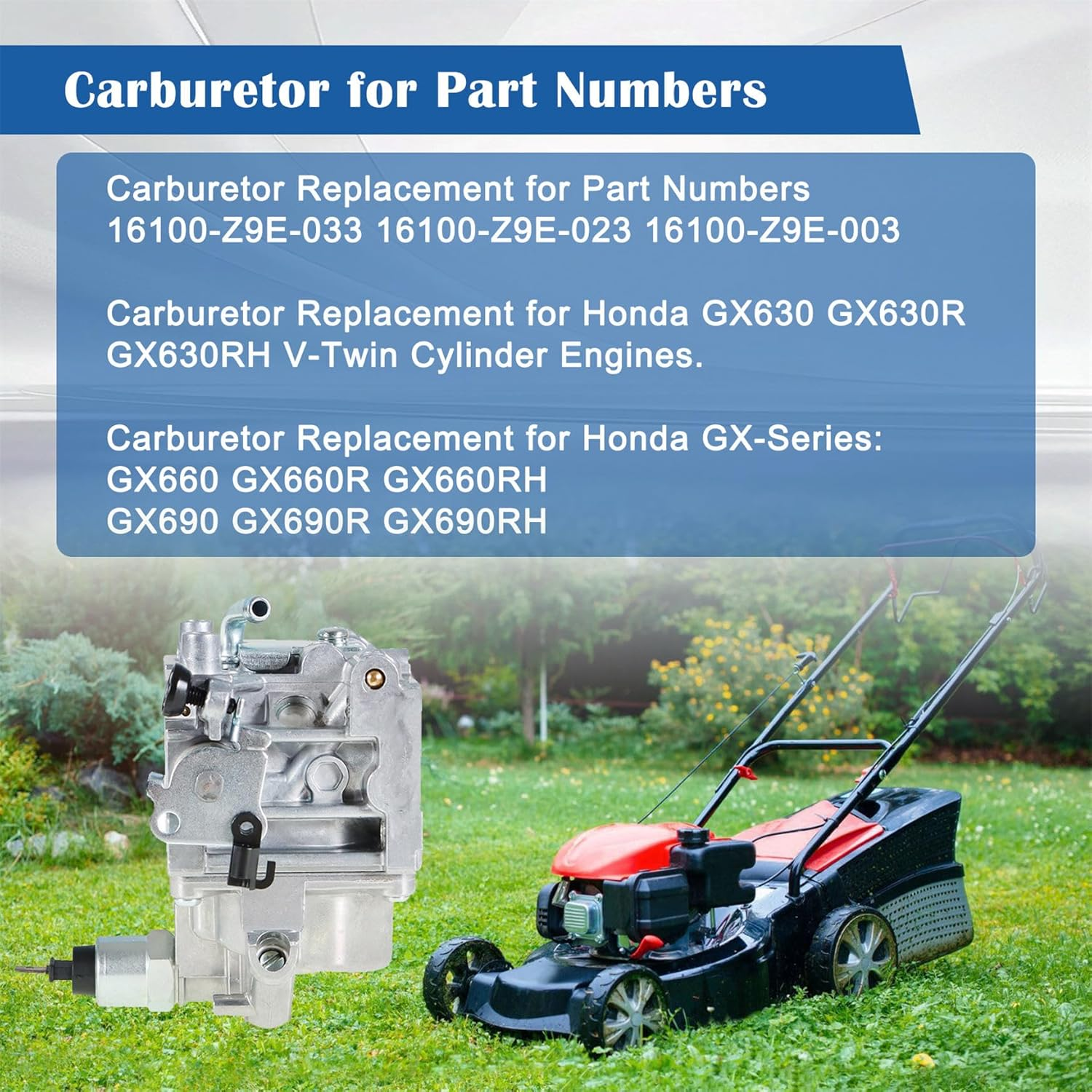 Silscvtt Carburetor Replacement for Honda 16100-Z9E-033 GX630 GX660 GX690 GX630R GX630RH GX690R V-Twin Engine image number 6