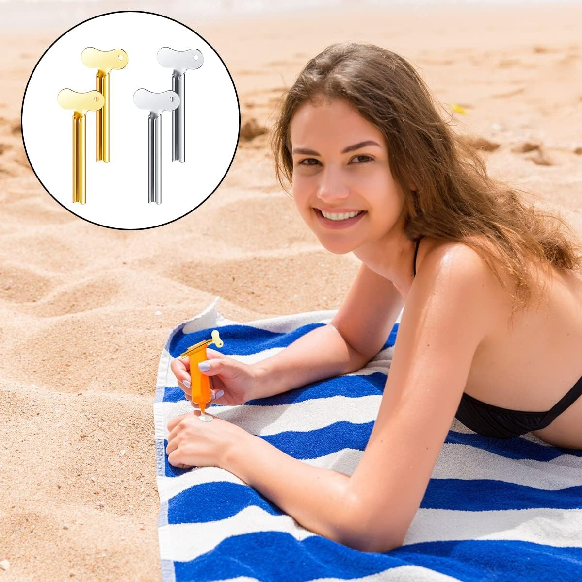 Toothpaste Squeezer, 4PCS Metal Roller Squeezer Tube Squeezer for Paint, Cosmetic and Hair Dye (Gold & Silver) image number 5