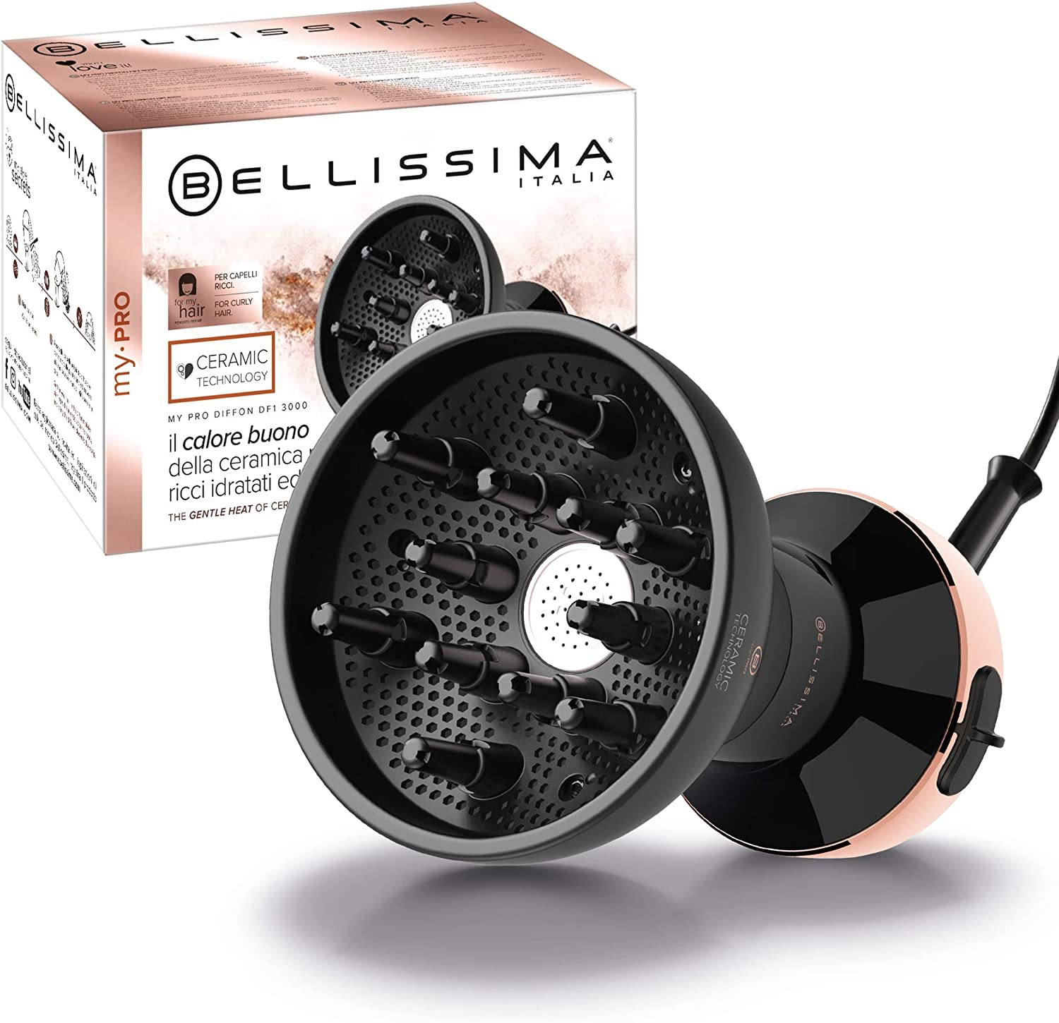 Bellissima My Pro Diffon Ceramic DF1 3000 Hot Air Diffuser for Curly Hair, Ceramic Technology, 700 W, 2 Air/Temperature Combinations, No Frizz Effect image number 6