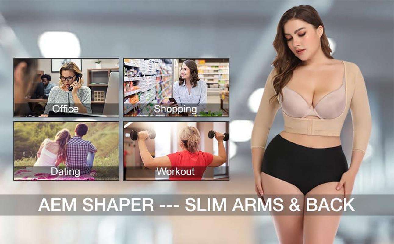 Woahee Women'S Arm Shaper plus Size Arm Faja Compression Sleeve Garment Post Surgical Arm Shapewear image number 3