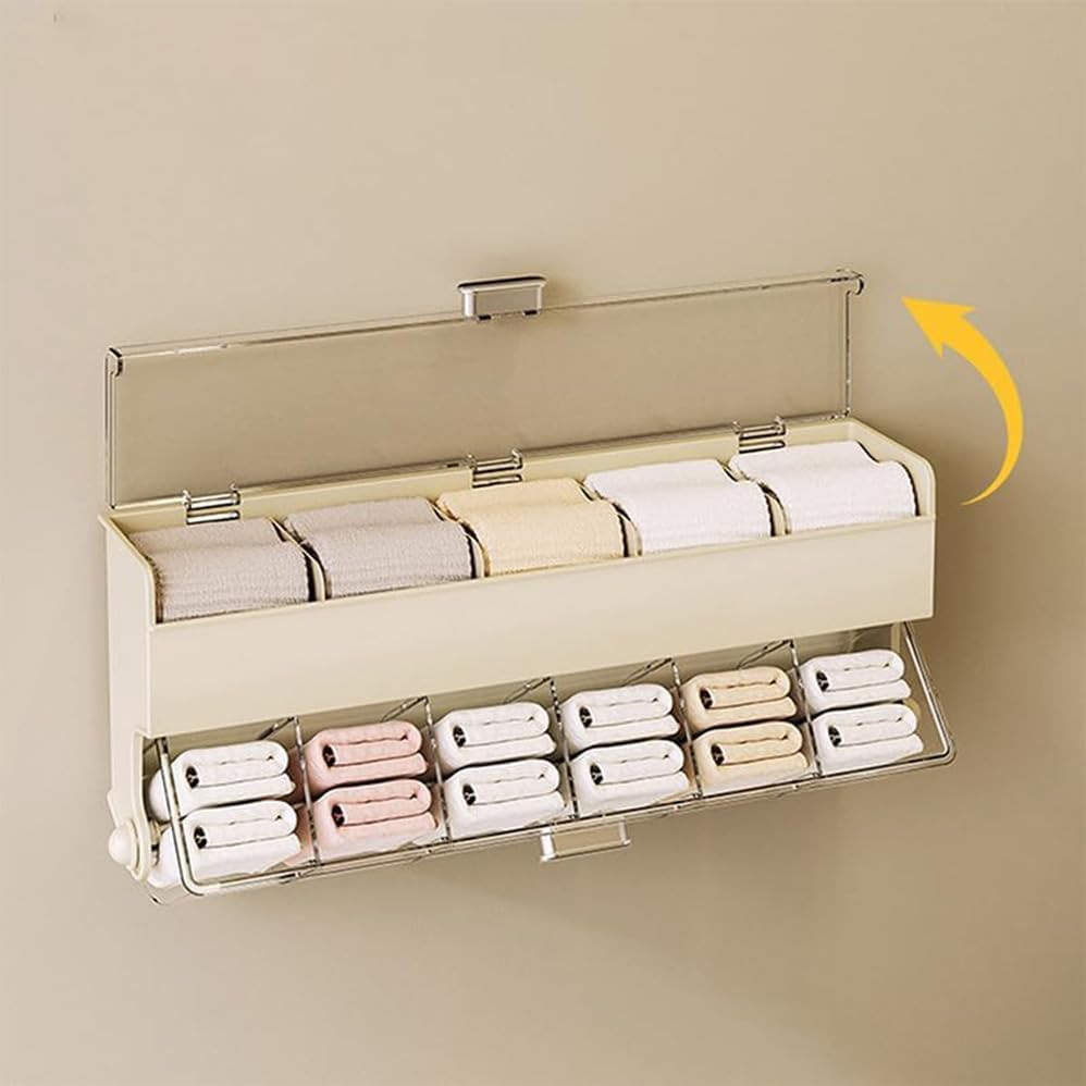 Betterlifewj 2Pcs Apricot Wall Mounted Storage Box， Underwear Organiser Clear Dustproof Organizer Holder Household Storage Box for Lingerie, Socks, Ties, Data Cable image number 2