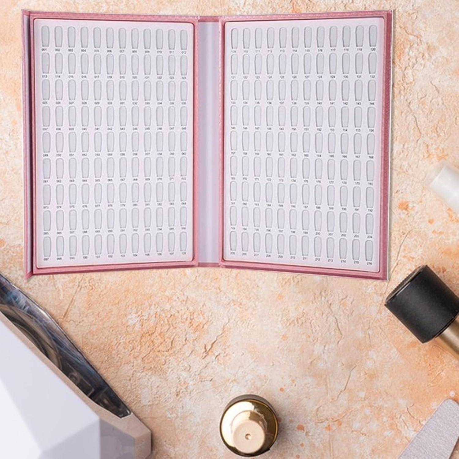 Portable S Swatches Book with 216 Slots for Gel or Polish Samples, Professional Display for Styling Stations, Manicure Practice, and Salon Color Storage, 11.42X8.46 Inches image number 2