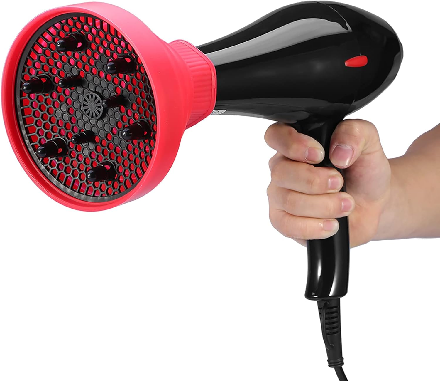 Sluffs Universal Collapsible Blow Dryer with Diffuser,5Colors Portable Foldable Hairdryer Hair Blower Diffuser Cover Styling Hairdressing Tool for Travel(Red) image number 4