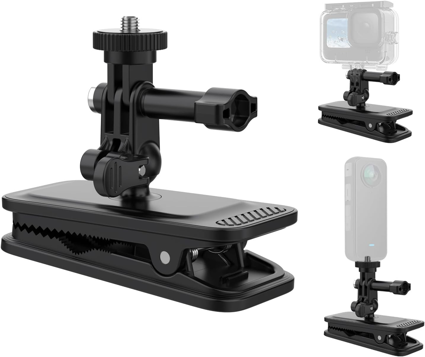 Backpack Clip Magnetic Mount 360&deg; Rotation Ball Head Strap Clip Mount Compatible with Gopro Hero 13/12/11/10/9/8/7/6, DJI OSMO Action, Insta360 image number 1