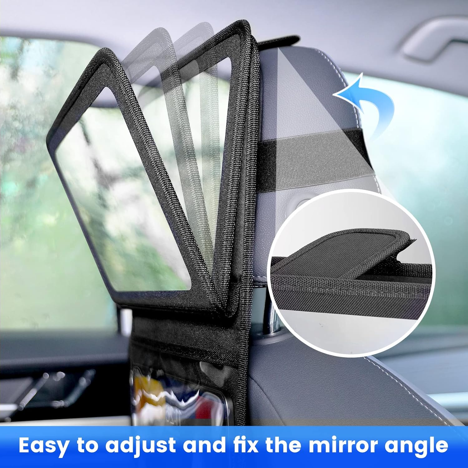 Baby Car Mirror with Adjustable Tablet Holder, Road Trip Essentials for Kids, Backseat Mirror to See Rear Facing Infant, Ipad Case for Car Headrest image number 3
