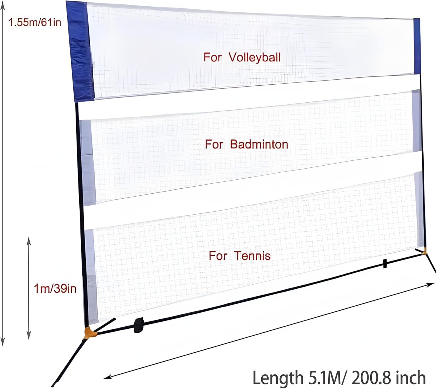 SPP Professional Multi-Sport Net System - Premium Volleyball Badminton Tennis & Pickleball Set with Quick-Setup Steel Frame, Height-Adjustable Poles & Carry Bag, Indoor Outdoor Use image number 4