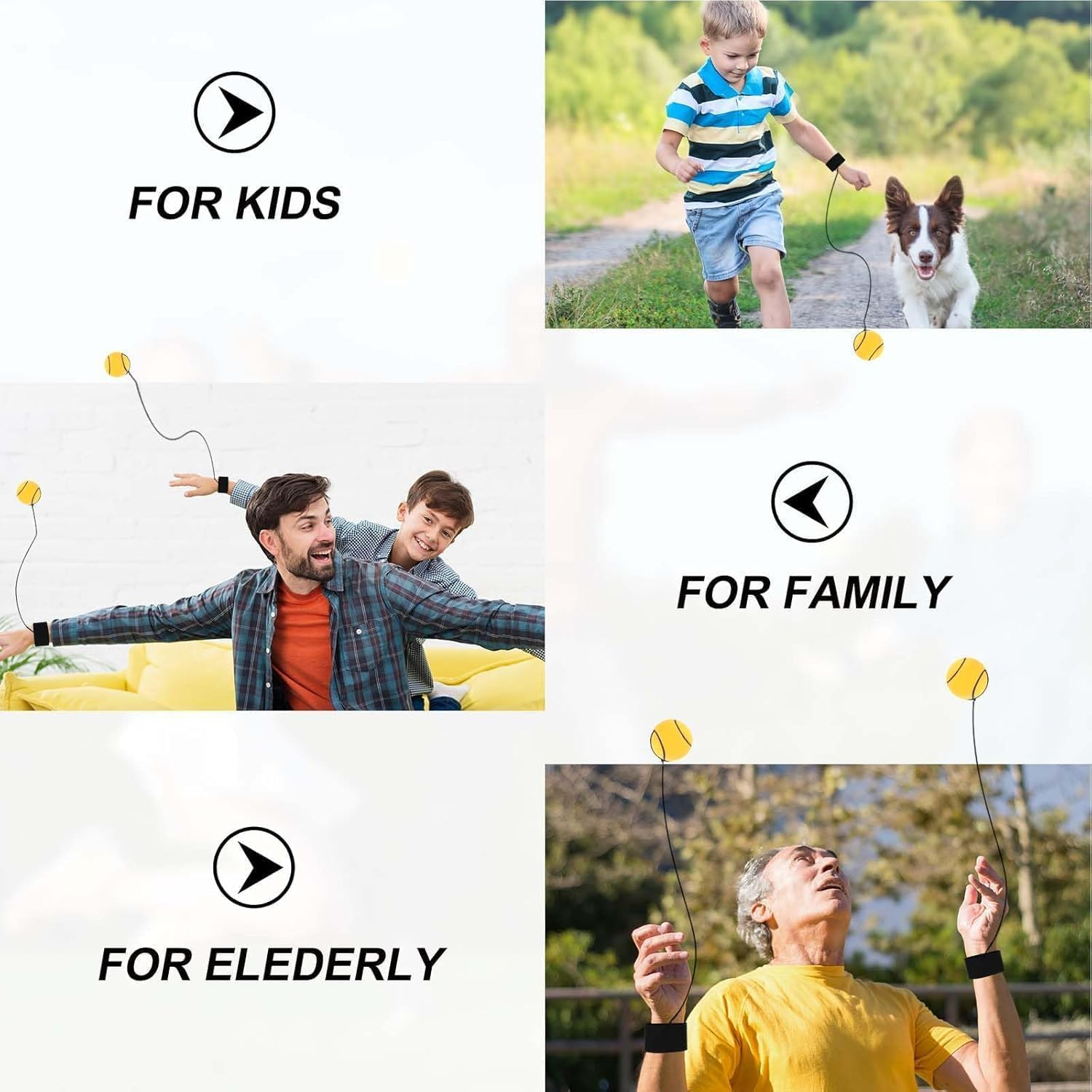 Return Ball Rubber Sport Ball with Wrist Strap and String Rebound Bouncy Balls Wrist Rebound Toy on Elastic String Toy for Teens Adults Exercise Play