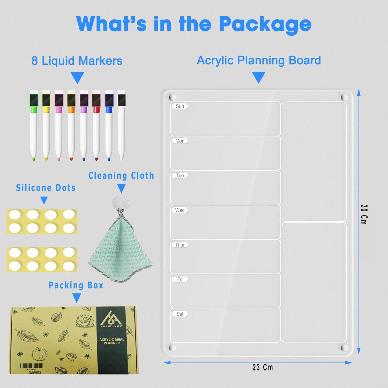 True Arc Acrylic Meal Planner Magnetic Menu Board with 8 Markers, Clear Weekly Calendar Planning Board Noteboard Refrigerator Dry Erase Board to Do/Grocery/Shopping List/Chore Chart image number 4