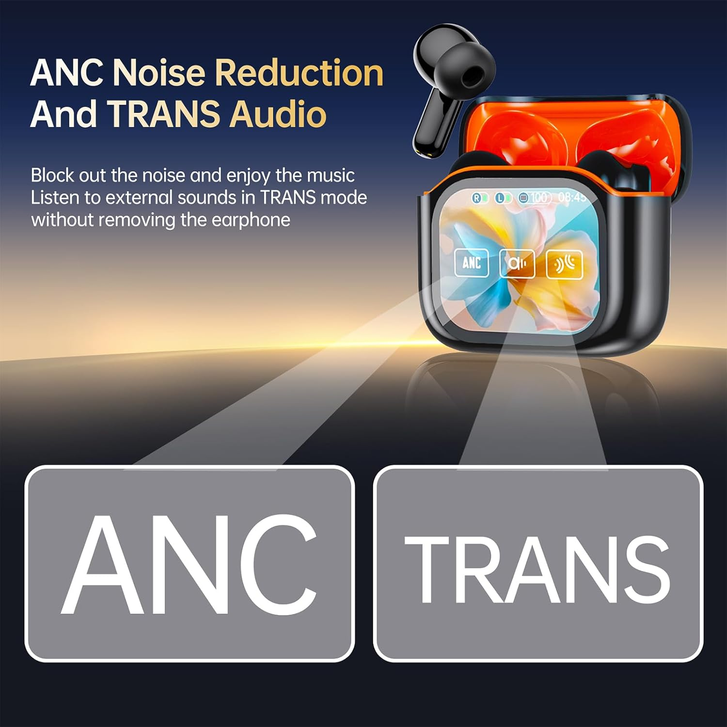 Bluetooth Headphones, In-Ear Headphones Wireless with Touch Screen, Bluetooth 5.4 with ANC/ENC Noise Cancelling Mic, 60H Playtime, Deep Bass Earbuds with Hifi Sound/7 EQ Modes, IPX7 Waterproof image number 5