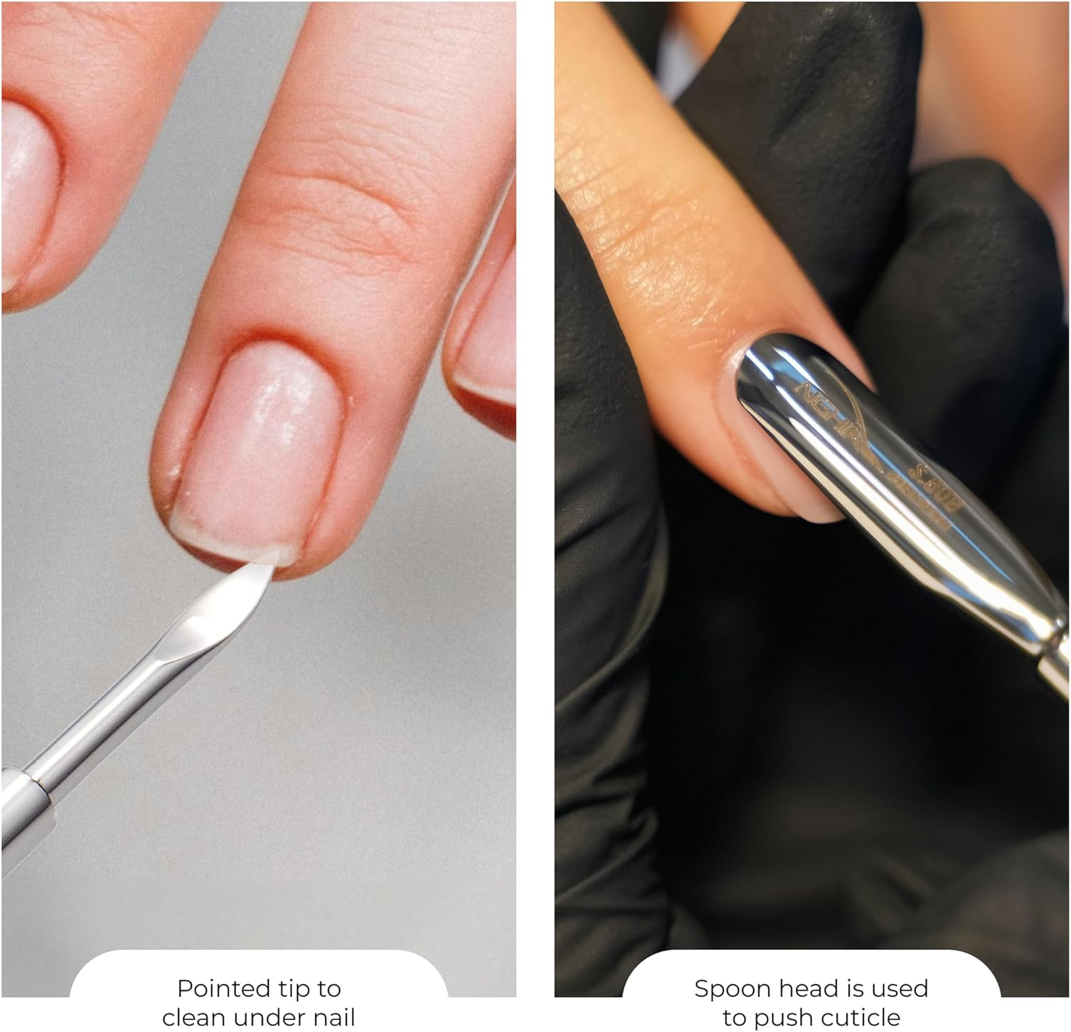 NGHIA - P.03 Stainless Steel Nail Cuticle Pusher Double Ended Spoon & Pointed image number 5