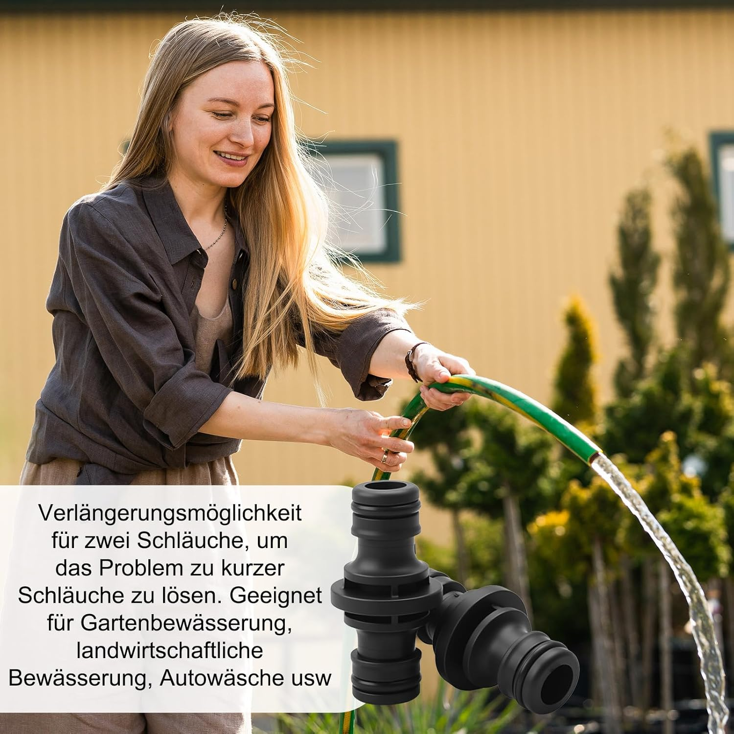 Gardena Hose Connector, Connection Part for Secure Hose Connection, Hose Connector, 1/2 Inch, Double-Sided Hose Coupling, for Garden and Home Hose, Black, Pack of 2 image number 1