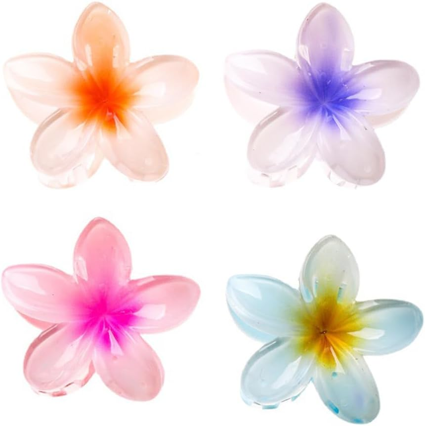 ZSPERKLA Pack of 4 Flower Hair Clips, Non-Slip Cute Hair Clips, Large Hair Clip for Women and Girls