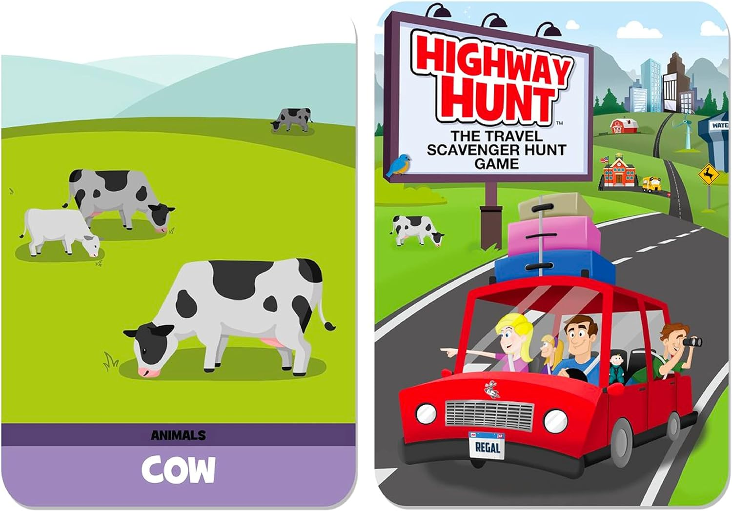 Regal Games - Highway Hunt Card Game - Travel Scavenger Hunt Game - for Family Vacations, Car Rides, & Road Trips - 2.75&rdquo;X 4&rdquo; Card Size - 54 Count - 2-8 Players, Ages 4+
