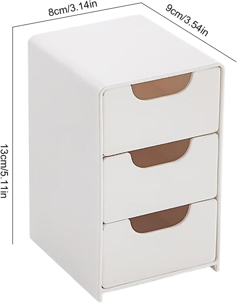 AIMALL Mini Desktop Storage Box 3-Layer Compact Plastic Organiser for Cosmetics, Accessories, and Office Supplies with Slide-Out Drawers, 3.14X3.54X5.11 Inch image number 5
