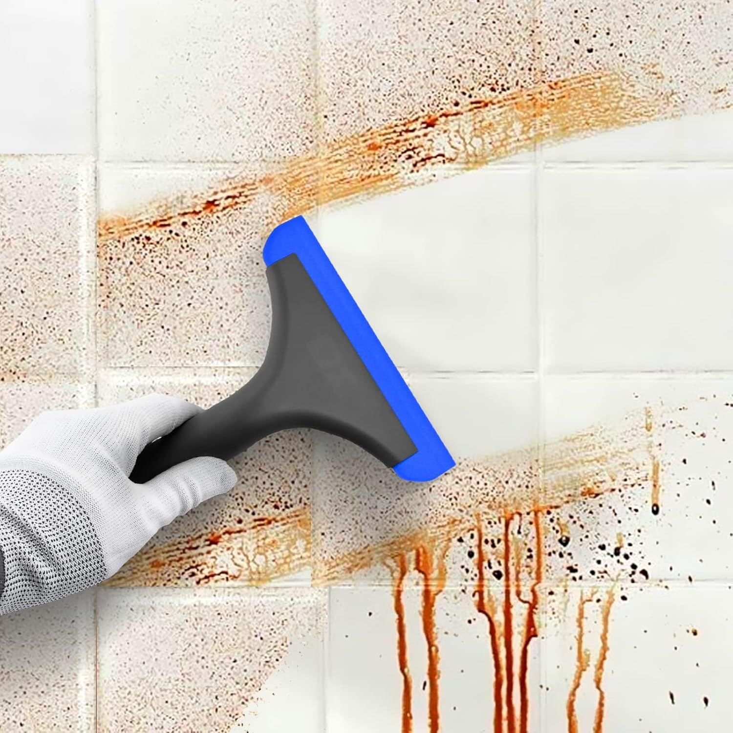 Silicone Window Squeegee Kit Flexible Shower Squeegee Window Cleaner Water Wiper Shower Scrapers Mini Squeegee for Car Mirror (Black+Blue) image number 6