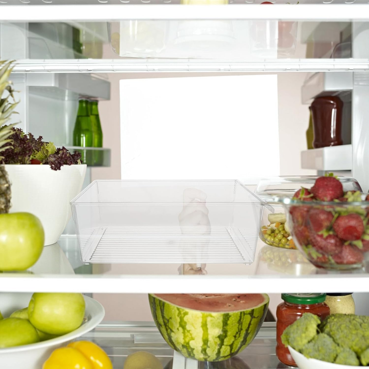 GARVALON Refrigerator Storage Box Food Grade Beverage Organizer for Fruits Vegetables Drinks Stackable Kitchen Pantry Container image number 5