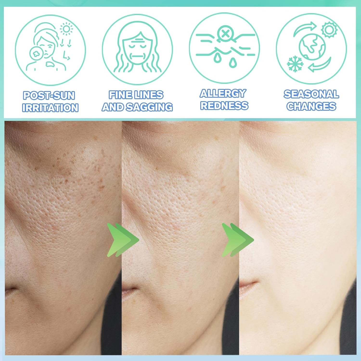 Belluxe 5-Pack Aloe Vera Sheet Face Masks Skincare for Sensitive Skin, Hydrating Korean Facial Mask for Soothing and Moisturizing, Face Mask Set for Women and Men image number 5