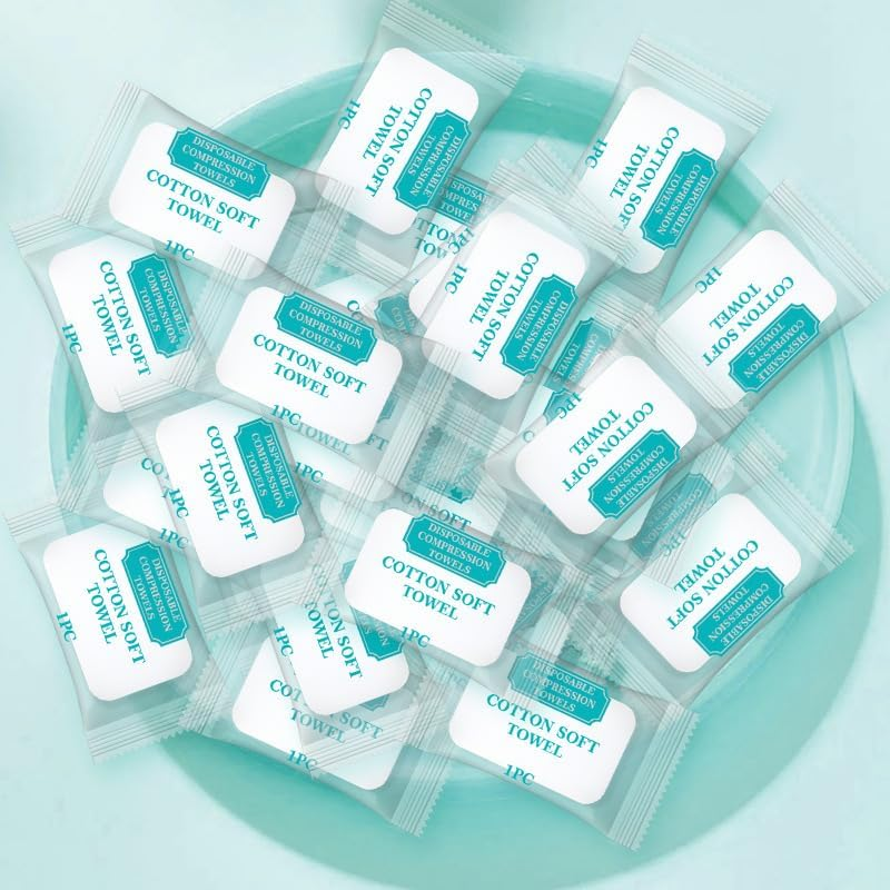Oiltomn【20Pcs】 Compressed Towel Tablets Disposable Washcloths for Travel Portable Reusable Coin Bath Towels for Hotel Camping Hiking Sports Beauty Salon (9.4" X 11.8") image number 2