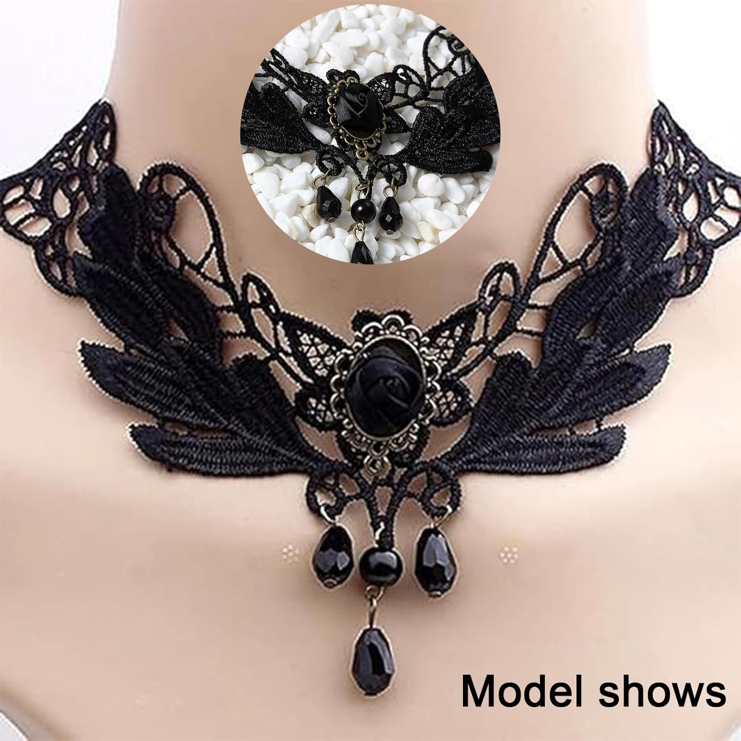 Women'S Masquerade Black Mask - Girl'S Sexy Lace Venetian Style Eye Masks for Cosplay, Halloween Party, Mardi Gras, Costume Ball (2 Masks + Choker) image number 2