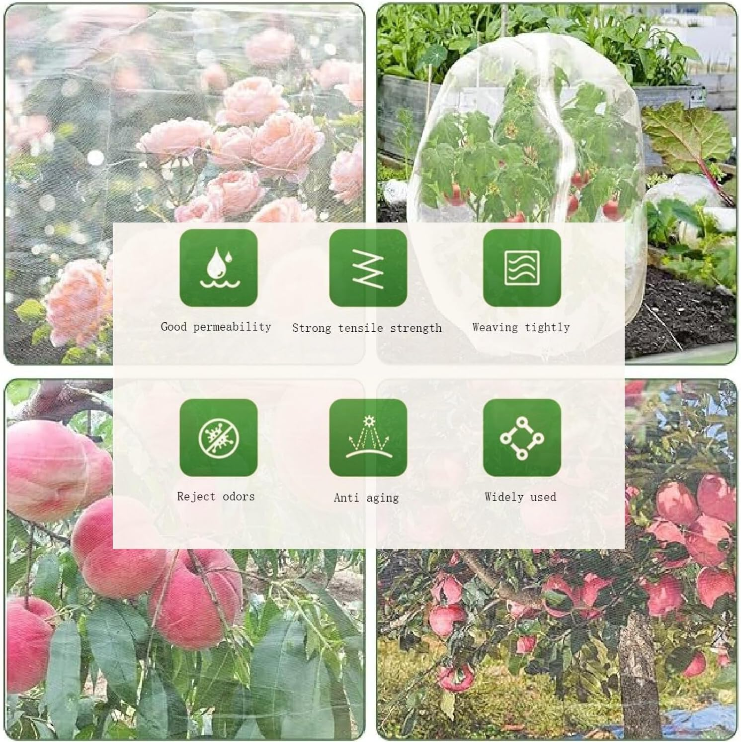 Hysgscwd 7.9 X 7.9 Ft Large Fruits Tree Netting Bags, Garden Plant Netting Cover with Zipper and Drawstring, Bird Plant Barrier, Flower Blueberry Bushes Mesh Screen for Preventing Deer Squirrel Cicada image number 5