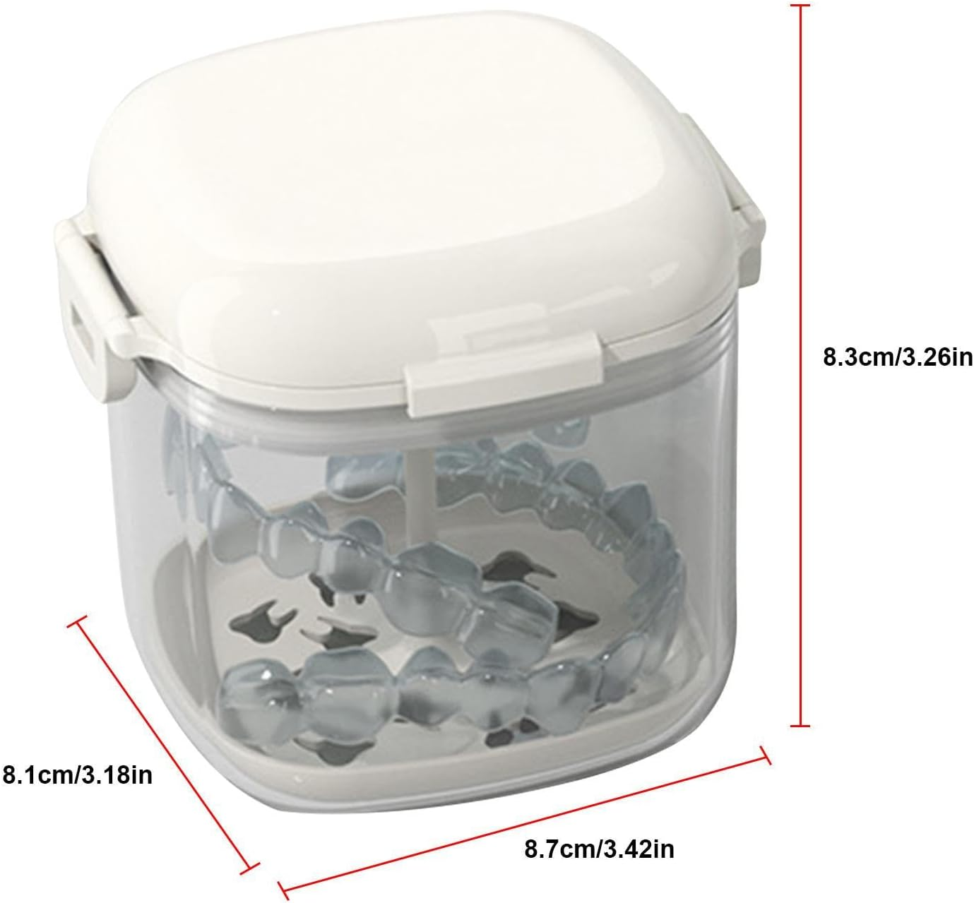 Retainer Case - Hierarchical Hollow Out Teeth Aligner Case with Brush,Food-Grade Orthodontic Box, Clear Denture Case for Carrying & Protecting Braces, Household, Travel Buniq image number 3