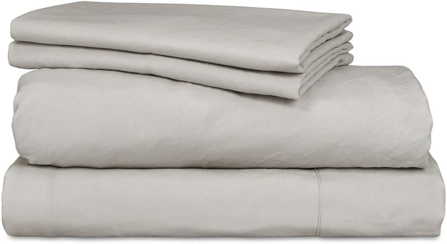 Ardor Boudoir Vintage Washed Fitted Bed Sheet Set, Grey, Queen image number 1