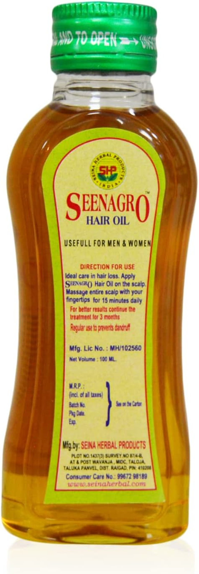 Seina Herbal Products Seenagro Hair Oil Makes the Hair Strong Silky and Healthy | Useful for All Types of Hair Problems | Organic Pure & Natural Hair Oil for Women and Men 100Ml Pack of 2 Bottles. image number 4