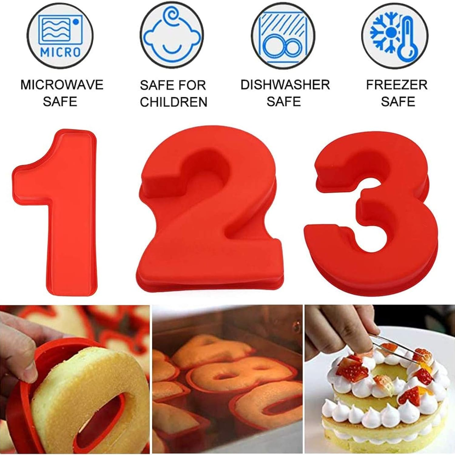 10 Inch 9 Pieces Large Size Number Moulds Baking Forms Silicone Number Mold Cake Pan (10 Inch) image number 1