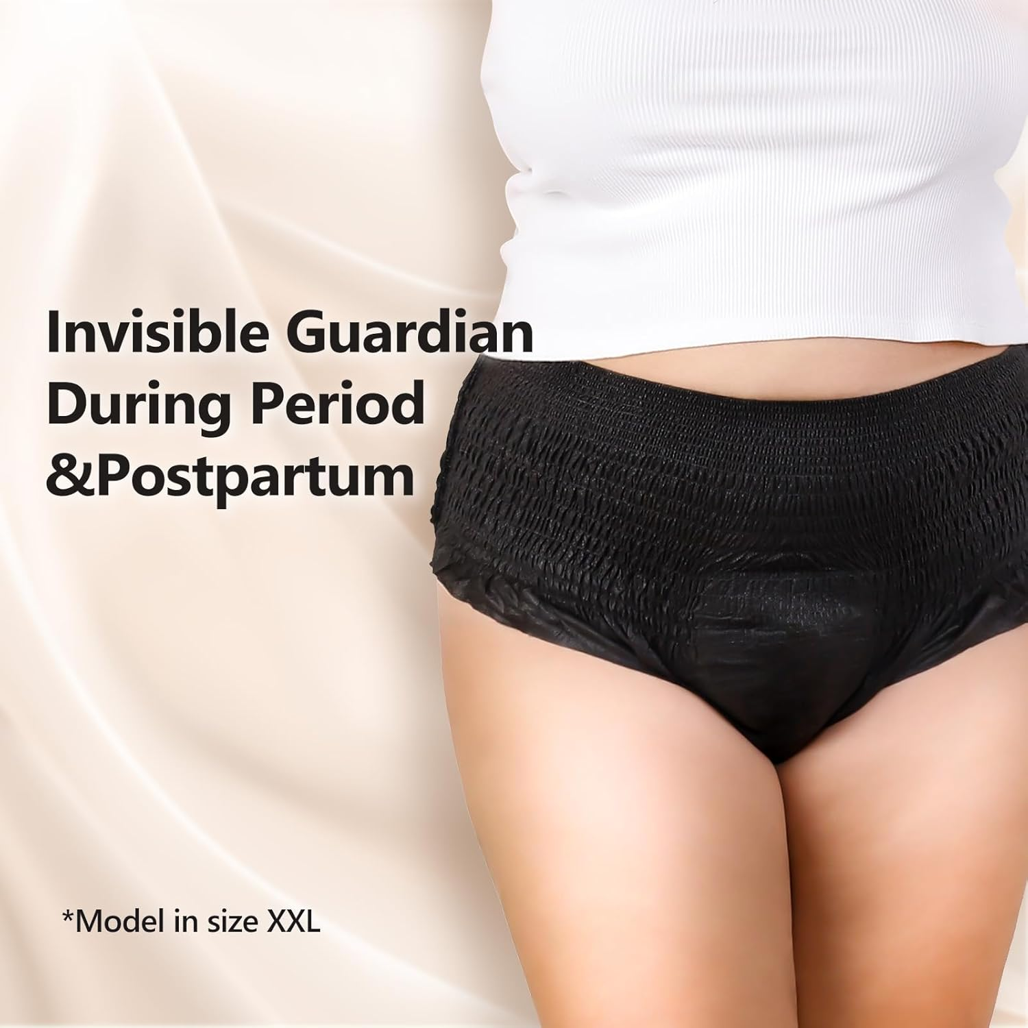 MOLLIS Disposable Period Underwear for Women, Postpartum Panties, Maternity Knickers Heavy Flow Leak Proof, Black,Large/Xlarge, 16 Count image number 5