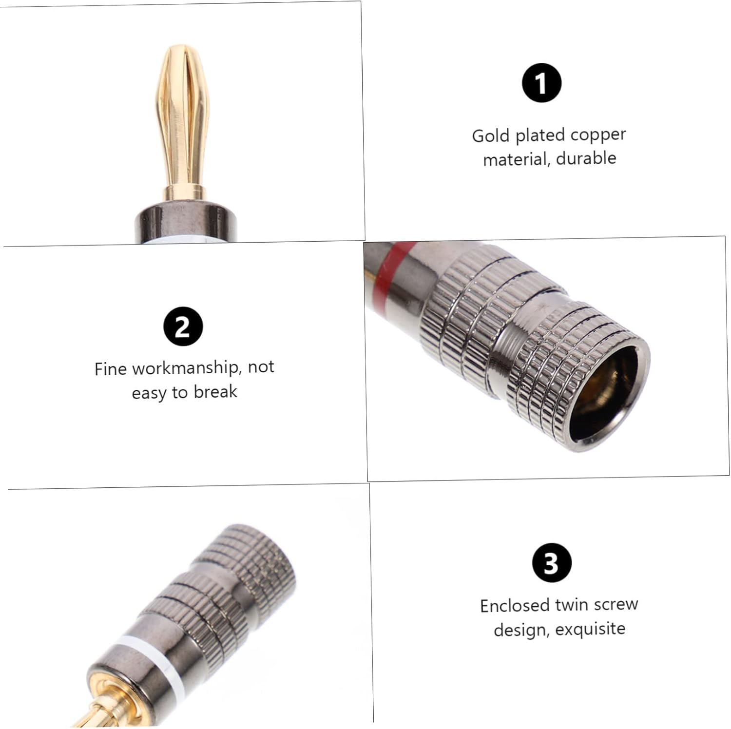 CHICAMPERA 10Pcs Copper Banana Plugs Speaker Wire Connectors Audio Jack for Hi-Fi Audio Systems Home Theater Sound Setup image number 6