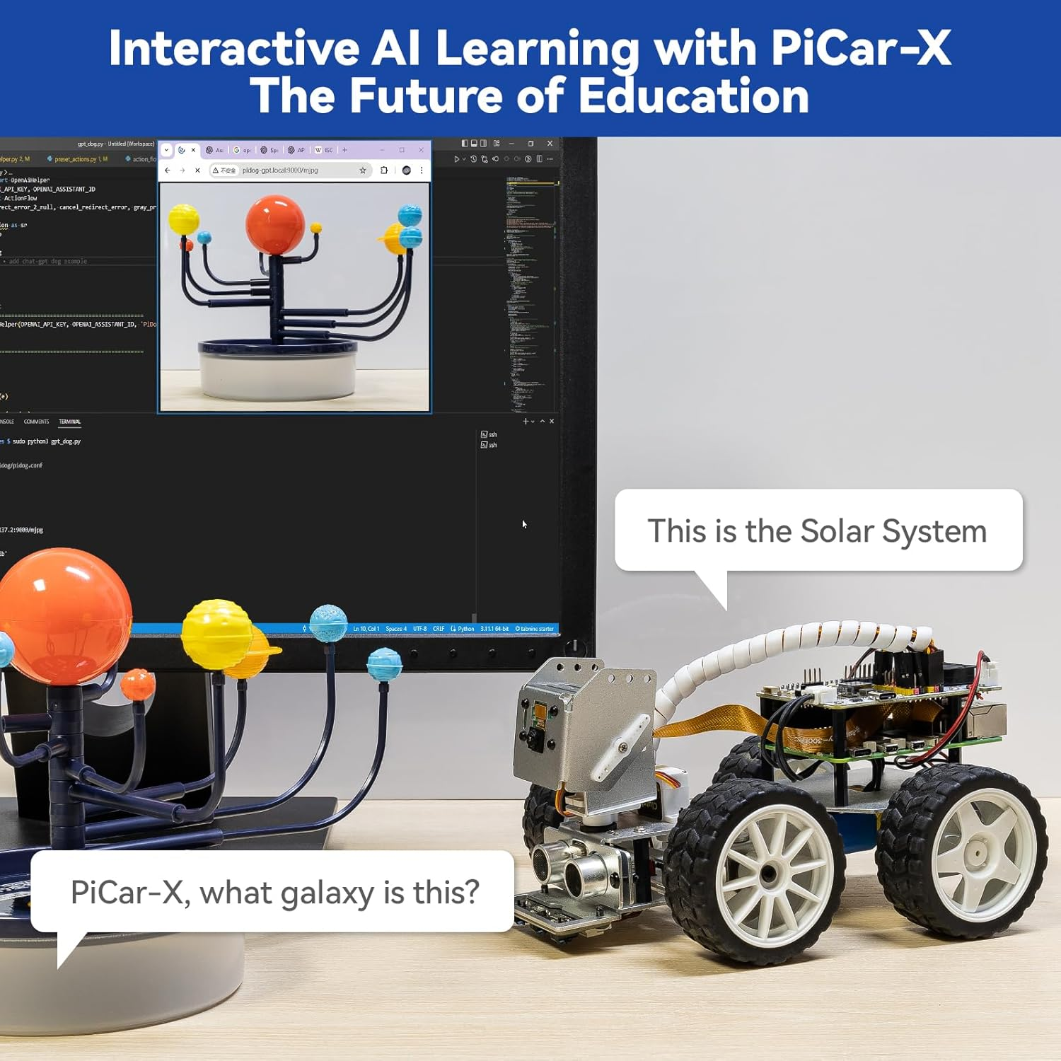 Sunfounder Picar-X AI Video Robot Car Kit for Raspberry Pi 5/4/3B+/Zero 2W, Llms Chatgpt-4O/Gemini/Grok, Voice&Video Recognition, Python, Scratch, Camera, Batterry (RPI NOT Included) image number 5