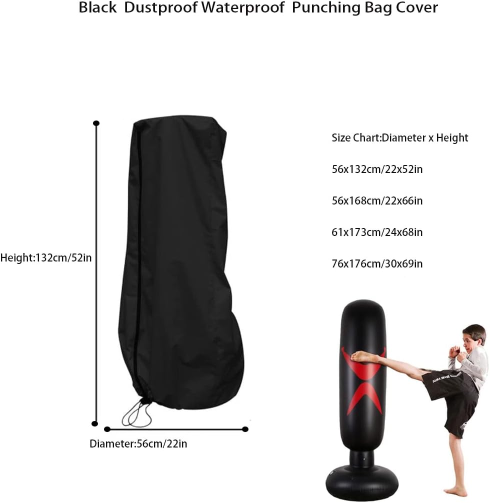Punching Bag Cover Outdoor Waterproof/Dustproof Standing Boxing Bag Cover Boxing Punching Bags Heavy Bags for Sports Outdoors Exercise Black