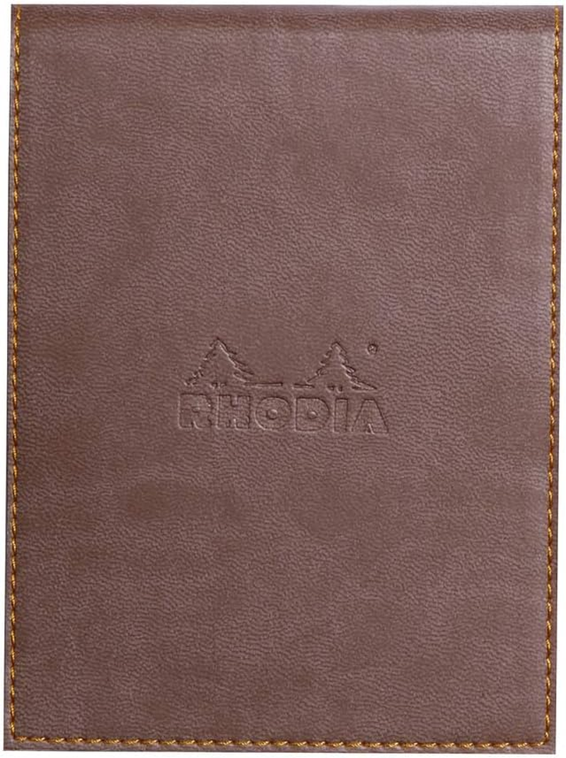 RHODIA 128213C - Clipboard Case + Stapled Notepad N&deg;12 Poppy - 8.5X12 Cm - Lined - 80 Detachable Sheets - 80G White Clairefontaine Paper - Pencil Holder - Faux Leather - Rhodiarama Collection