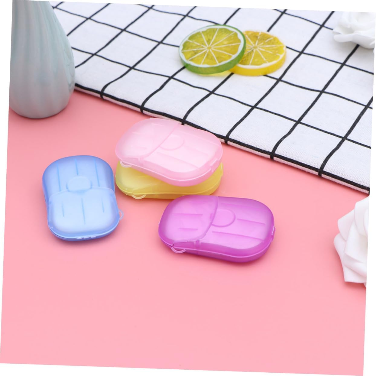 VANZACK Travel Pack Portable Soap Tablets Disposal Soap Sheets for Bath Face Hands Compact Safe Random Color image number 4