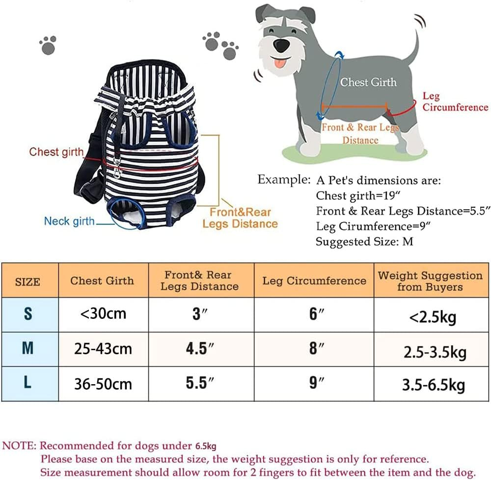 Pet Carrier Backpack, Adjustable Pet Front Cat Dog Carrier Backpack Travel Bag, Legs Out, Easy-Fit for Traveling Hiking Camping for Small Medium Dogs Cats Puppies (M)